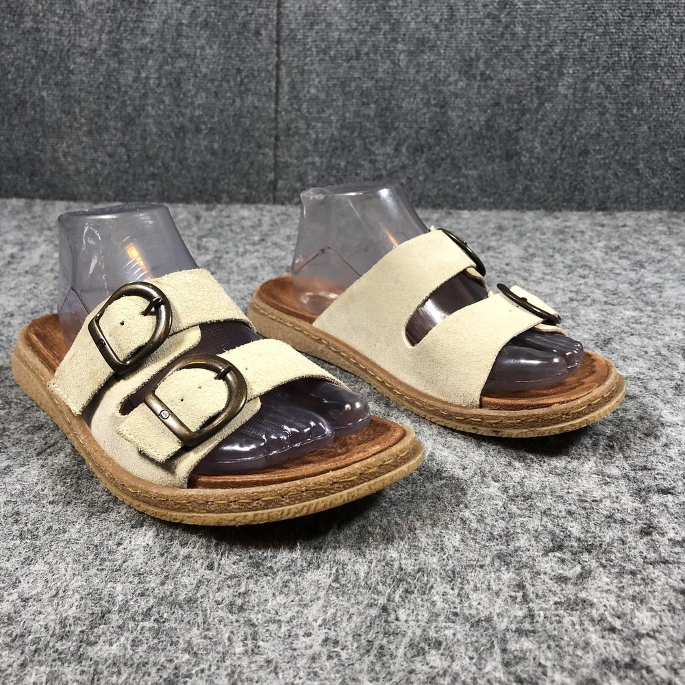 Born Womens 9 M Beige Leather Double Buckle Slide Sandals Comfort